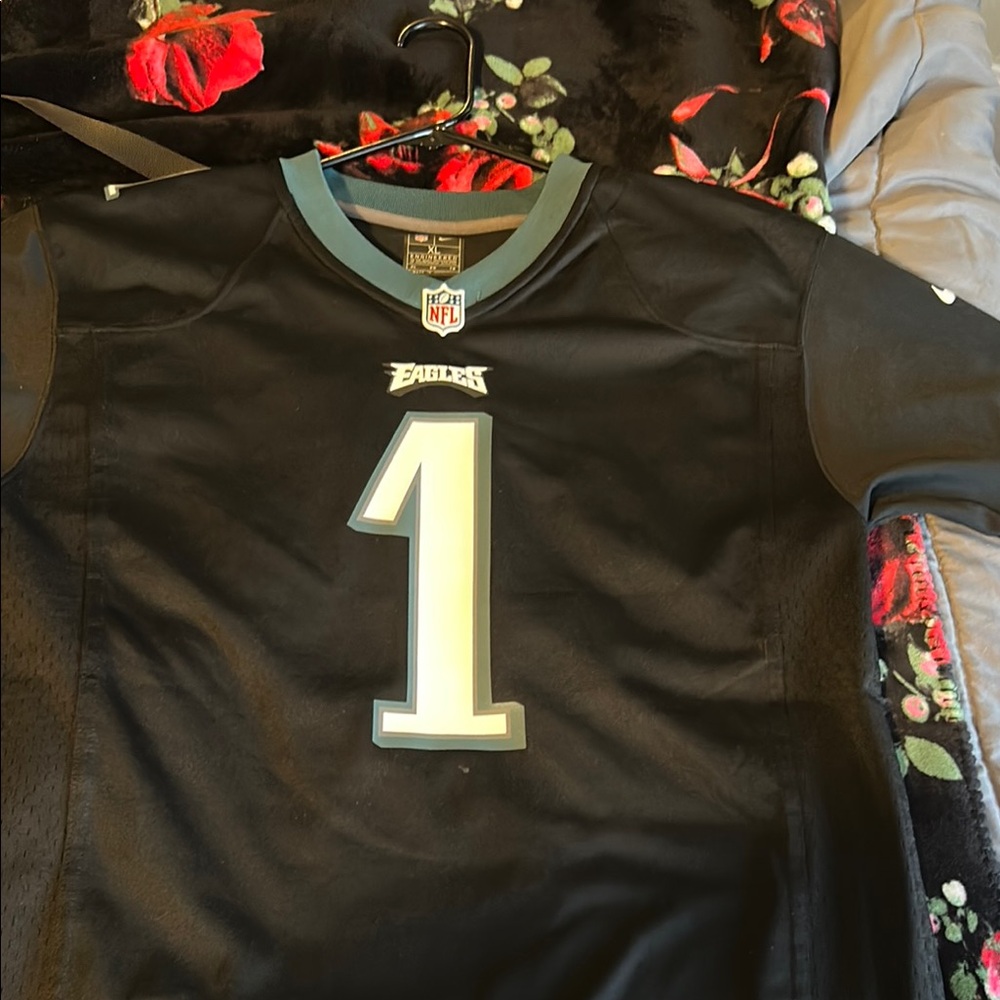 Black Football Jersey with Teal Accents